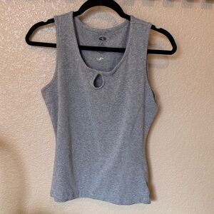 Athletic Works Heather Gray Keyhole Tank Top